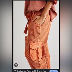 Free People One Frankie Waffle Knit Cargo Belted Pants